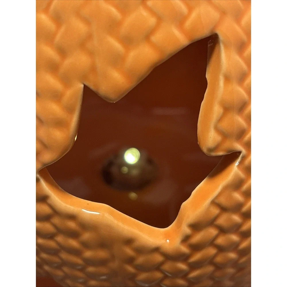 Ceramic Fall Halloween Lighted Pumpkin‎ Leaf Cutouts